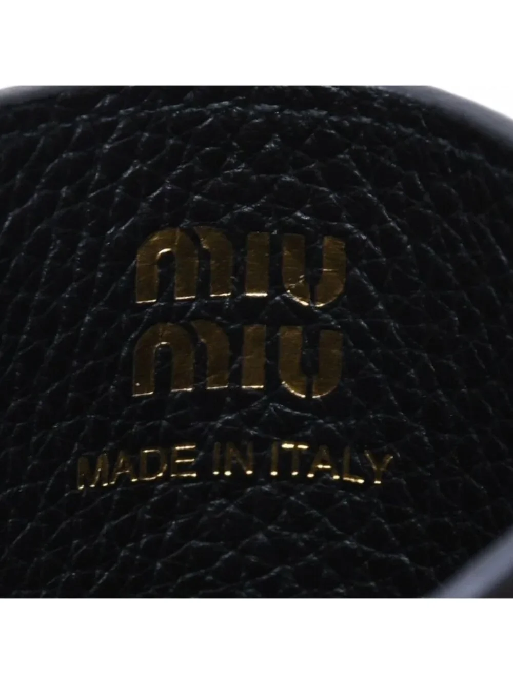 Miu Miu Metal Logo Card Case Black Calfskin Gold